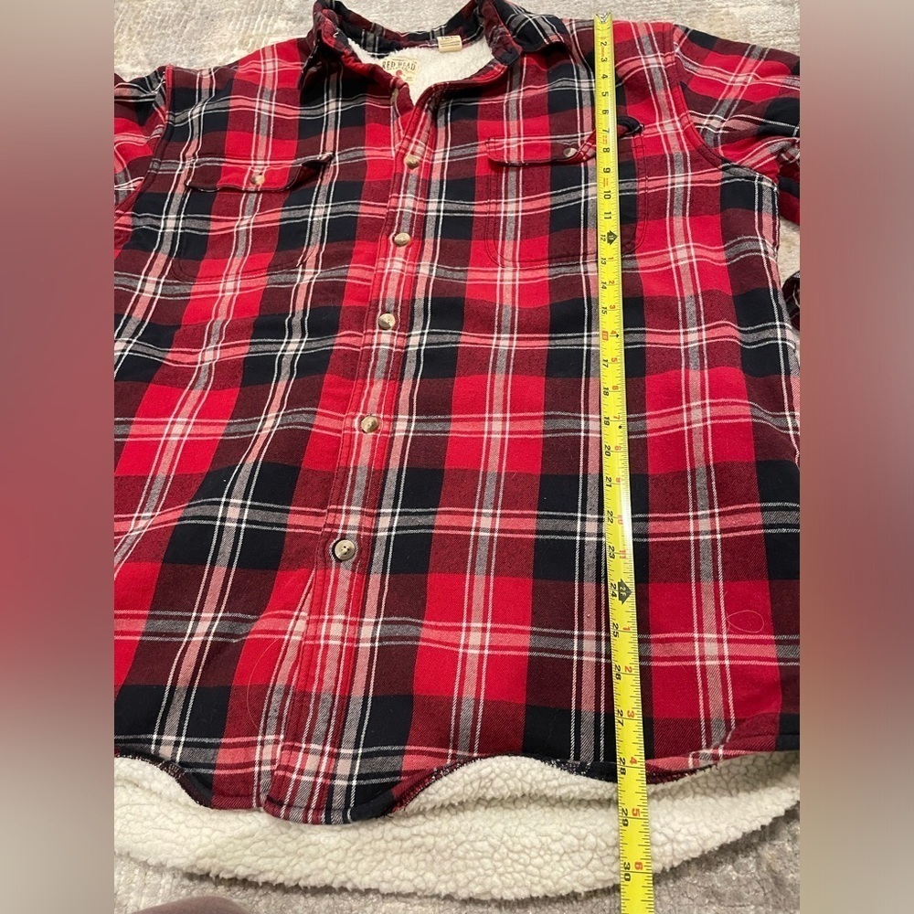 Redhead Flannel Shirt Jacket Sherpa Lined Red Plaid Men’s XL Barn Coat Shacket - Picture 11 of 12